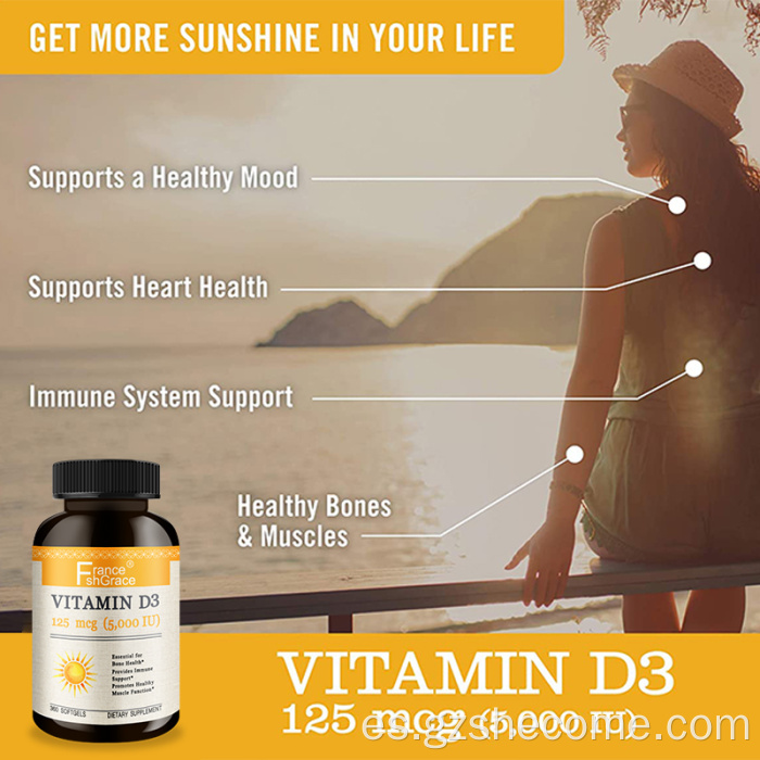 Suplemento Vitamind3 libre de gluten Vitamind3 Soporte sin gluten